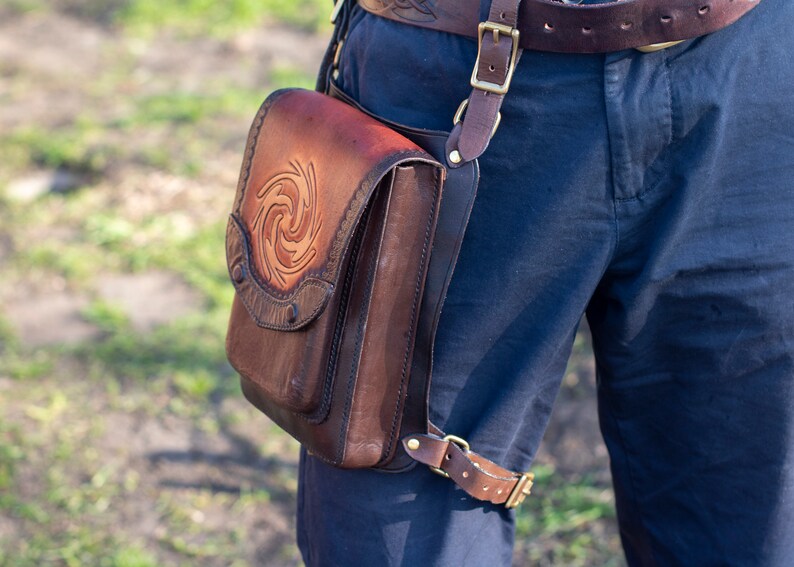 Leather Holster Bag for Men. Brown Waist Bag for Biker. Etsy