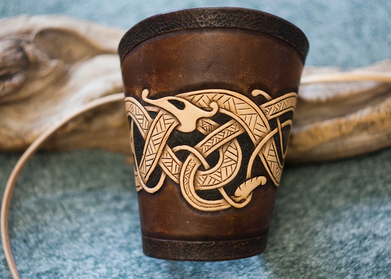Nordic arm bracer Ouroboros bracelet for viking costume Elf armor Leather Bracer with jormungand Viking/'s serpent bracelet