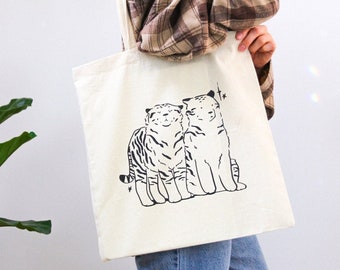 Tiger Tote Bag ~ Cute Animal Tote Bag ~ Cotton Art Bag