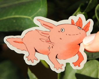 Axolotl Single Sticker ~ Waterproof Vinyl Kawaii Glossy Sticker ~ Animal Stationary Planner Stickers