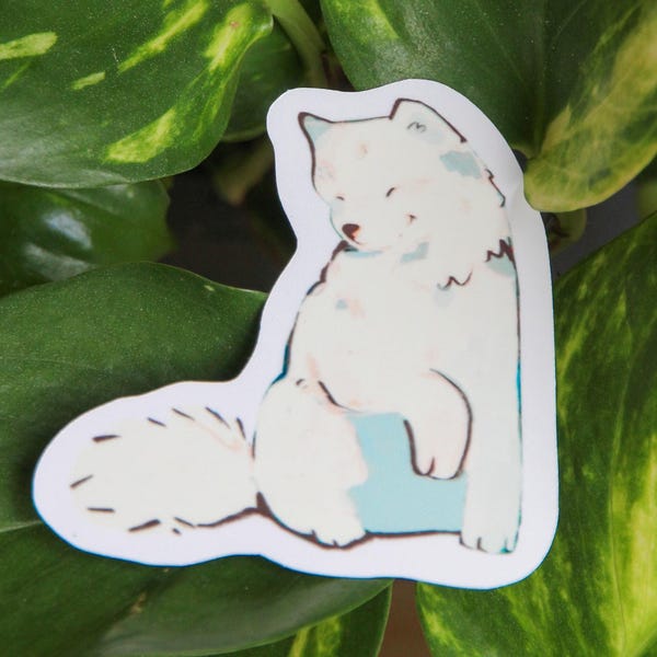 Samoyed Dog Single Sticker ~ Vinyl Kawaii Glossy Sticker ~ Animal Stationary Planner Stickers