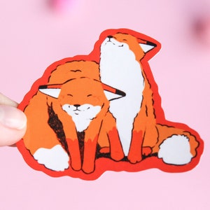 Cuddly Foxis Single Sticker ~ Waterproof Vinyl Cute Kawaii Glossy Sticker ~ Animal Stationary Planner Sticker