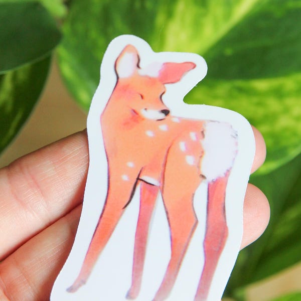 Deer Single Sticker ~ Waterproof Vinyl Kawaii Glossy Sticker ~ Animal Stationary Planner Stickers