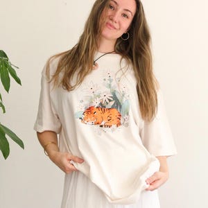 Camiseta "Tigre Dormilón" - Corte holgado y extragrande - Jersey de algodón orgánico