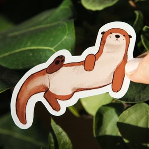 Pegatina única de nutria ~ Vinilo impermeable Lindo Kawaii Pegatinas brillantes ~ Pegatinas de planificador estacionario de animales