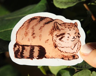 Pallas Cat Single Sticker ~ Waterproof Vinyl Kawaii Glossy Sticker ~ Animal Stationary Planner Stickers