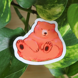 Happy Bear Single Sticker ~ Waterproof Vinyl Kawaii Glossy Sticker ~ Animal Stationary Planner Stickers