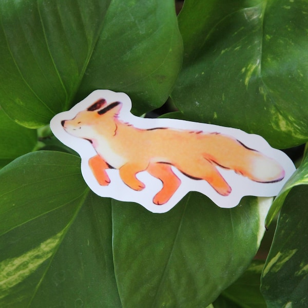 Pegatina individual de zorro corriendo ~ Pegatina brillante de vinilo Kawaii ~ Pegatinas de papelería con motivos de animales para agendas