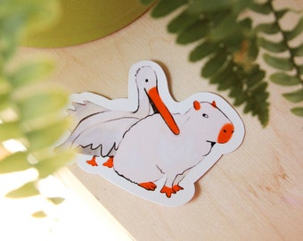 Peli biting Capy Single Sticker ~ Vinyl Cute Kawaii Glossy Sticker ~ Animal Stationary Planner Stickers