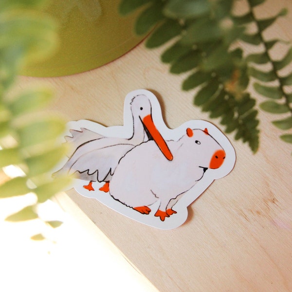 Peli biting Capy Single Sticker ~ Vinyl Cute Kawaii Glossy Sticker ~ Animal Stationary Planner Stickers