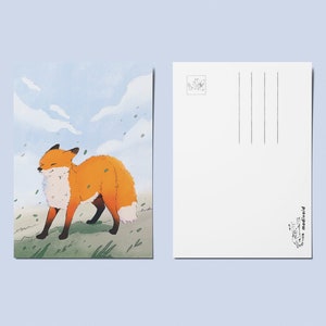 Wimbdy Fox Postcard - A6 Post Card Art Print - Animal Design - Illustrated Cards