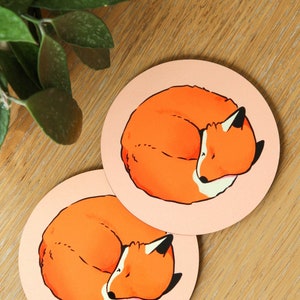 Curly Fox Coaster - Mug Coaster - MDF Coaster - Foxes