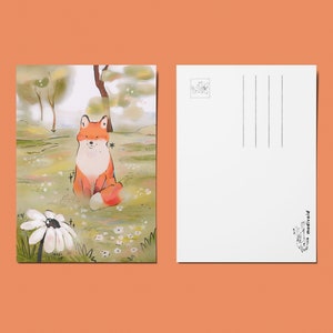 Foxi Flower Postcard - Stampa artistica cartolina A6 - Design animale - Cartoline illustrate