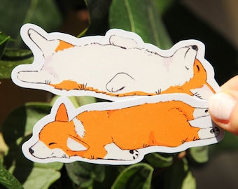 Dos pegatinas de perro Corgi ~ Pegatinas brillantes de vinilo kawaii ~ Pegatinas de animales para planificadores