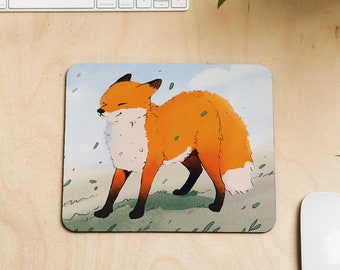 Alfombrilla de ratón Wimbdy Fox ~ Alfombrilla de ratón con diseño de animales ~ Accesorios de escritorio con ilustraciones lindas ~ Alfombrilla de ratón estética para el hogar ~ Diseño de zorro lindo