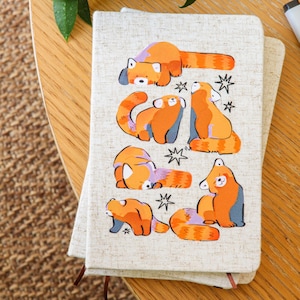 Red Panda Notebook ~ Cute Canvas Journal ~ A5 Notebook - Lined Pages