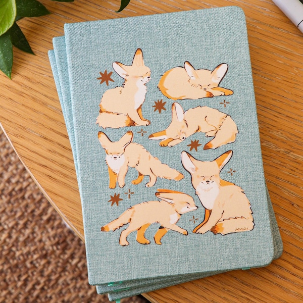 Fennec Fox Notebook ~ Cute Canvas Journal ~ A5 Notebook - Lined Pages