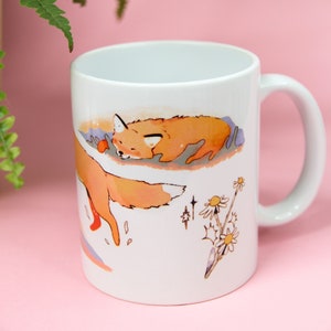 Dreamy Fox Mug - Ceramic Mug - Cute Animal Illustrated Mug - Foxes