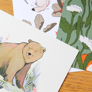 Smiley Bear Postcard - A6 Post Card Art Print - Animal Design - Illustrated Cards