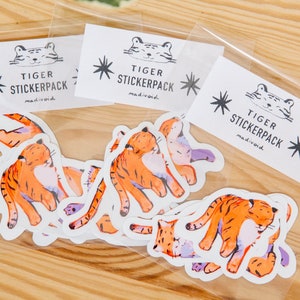 Tiger Sticker Pack Waterproof Vinyl Cute Kawaii Glossy Stickers Animal Stationary Planner Stickers image 2