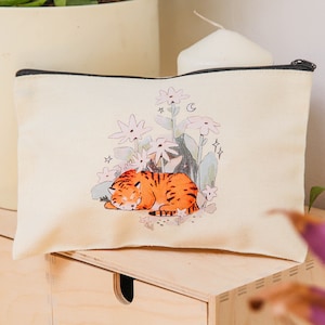 Pochette tigre endormi ~ pochettes animaux ~ pochette à crayons ~ trousse esthétique