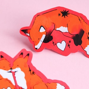 Love Foxis Duo Sticker Pack ~ Waterproof Vinyl Cute Kawaii Glossy Sticker ~ Animal Stationary Planner Sticker