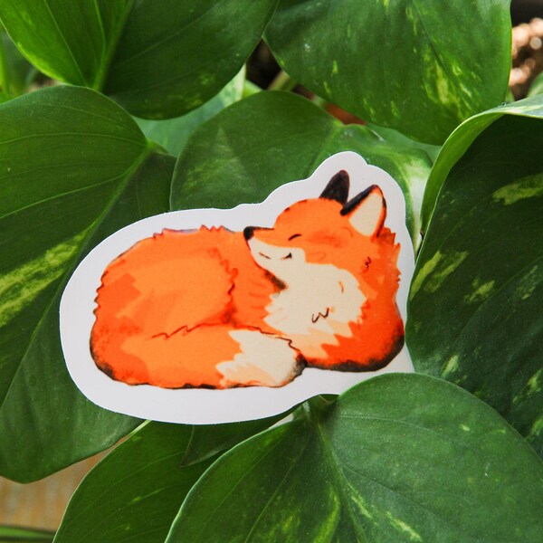 Orange Fox Single Sticker ~ Vinyl Kawaii Glossy Sticker ~ Animal Stationary Planner Stickers