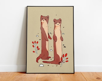 Curious Weasel Print ~ Animal Art Print ~ Archival Paper Print ~ Weasel