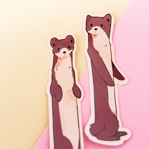 Zwei Wiesel Aufkleber ~ Wasserfester Vinyl Süßer Kawaii glänzender Aufkleber ~ Tier Stationäre Planer Aufkleber
