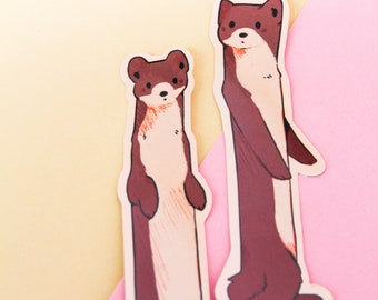 Two Weasel Stickers ~ Waterproof Vinyl Cute Kawaii Glossy Sticker ~ Animal Stationary Planner Stickers