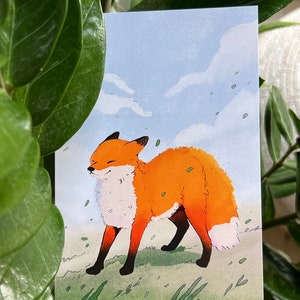 Postal Wimbdy Fox Impresión de arte de tarjeta postal A6 Diseño animal Tarjetas ilustradas imagen 2