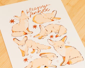 Fennec Fox Art Print: A4 Archival Paper Animal Illustration