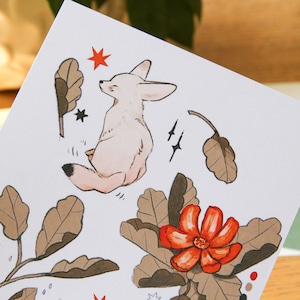 Fennek Fuchs Postkarte - A6 Postkarte Kunstdruck - Tier Design - Illustrierte Karten