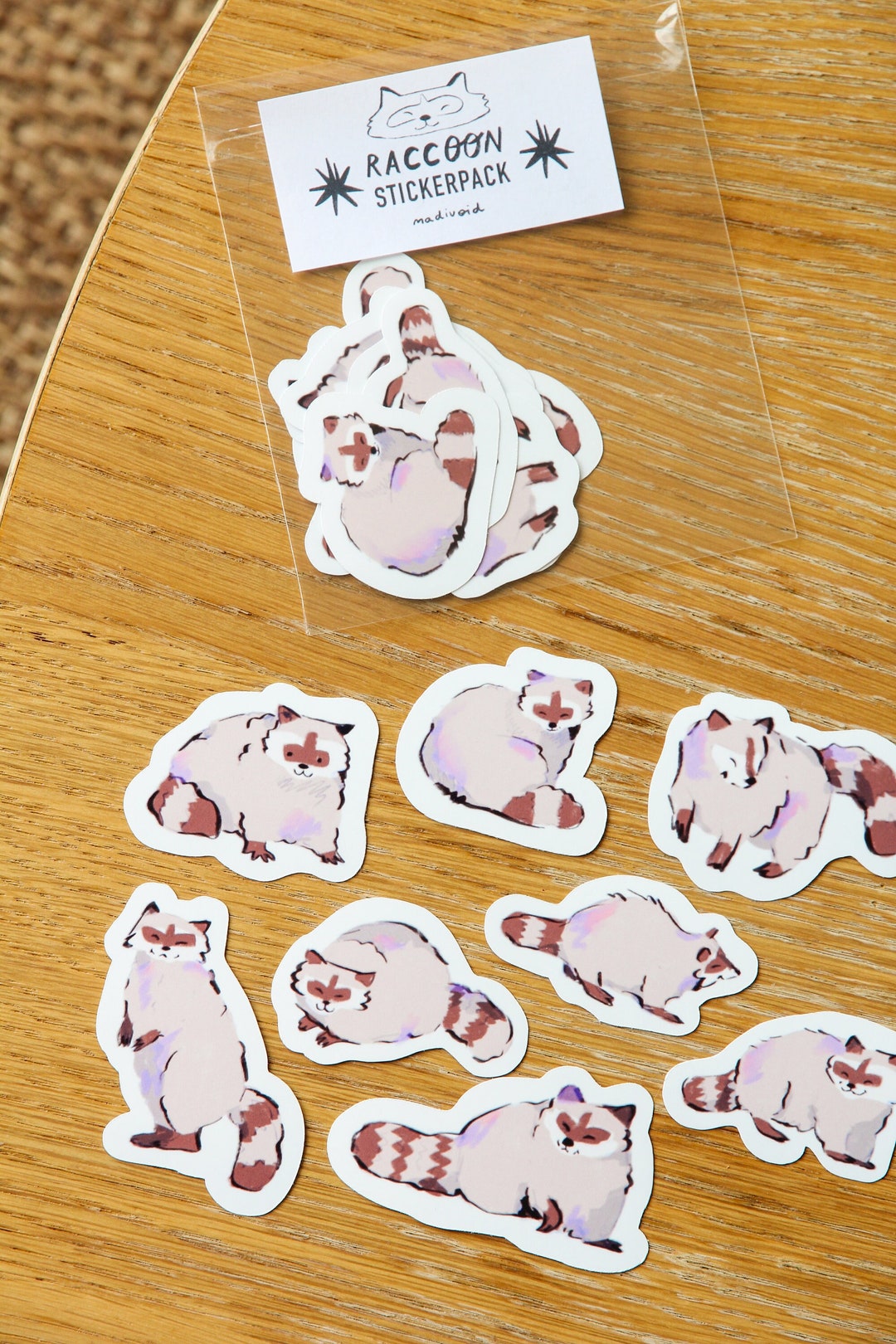 Raccoon Sticker Pack ~ Waterproof Vinyl Cute Kawaii Glossy Stickers ...