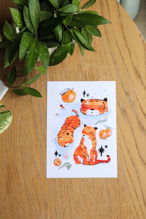 Swimming Tiger Art Print ~ Cute Animal Wall Art