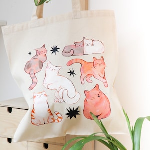 Cute Cats Tote Bag ~ Cute Animal Tote Bag ~ Artist Design ~ Cotton Art Bag