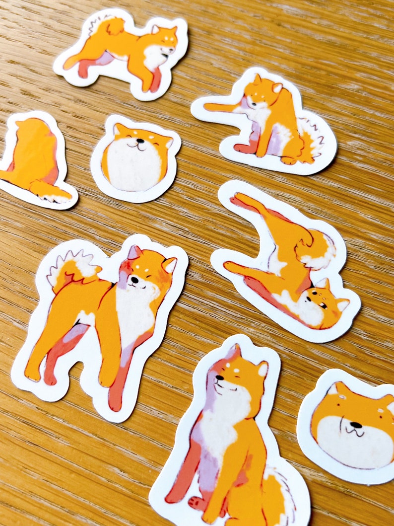 Shiba Inu Sticker Pack ~ Waterproof Vinyl Cute Kawaii Glossy Stickers ...