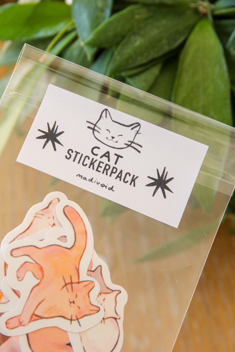 Cat Sticker Pack ~ Vinyl Cute Kawaii Glossy Stickers ~ Animal ...