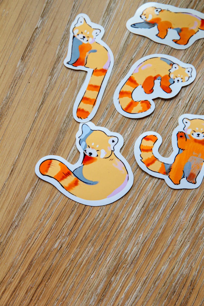 Red Panda Sticker Pack, Cute Kawaii Glossy Vinyl Decals - Etsy