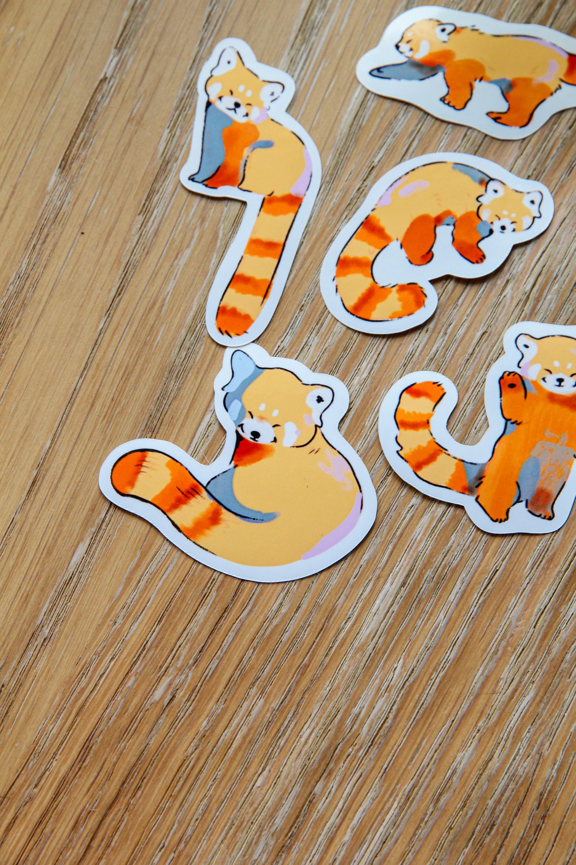 Red Panda Sticker Pack, Cute Kawaii Glossy Vinyl Decals - Etsy