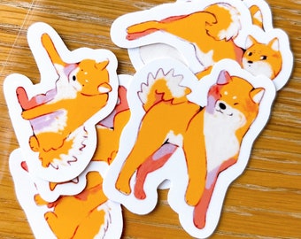 Zestaw naklejek Shiba Inu ~ Wodoodporne winylowe słodkie błyszczące naklejki Kawaii ~ Naklejki do planera stacjonarnego ze zwierzętami