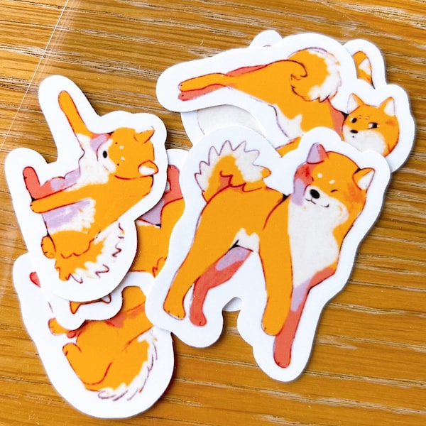 Shiba Inu Sticker Pack ~ Waterproof Vinyl Cute Kawaii Glossy Stickers ~ Animal Stationary Planner Stickers