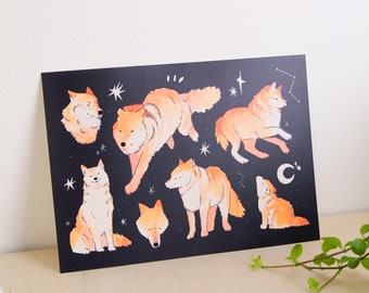 Wolf Art Print ~ Animal Art Print ~ Cute Animal Card ~ A5