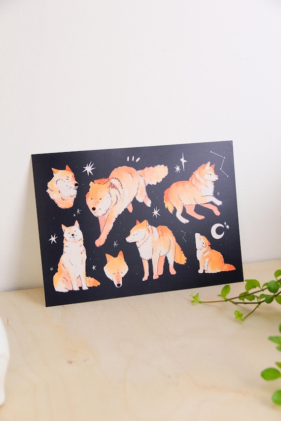 Wolf Art Print ~ Animal Art Print ~ Cute Animal Card ~ A5