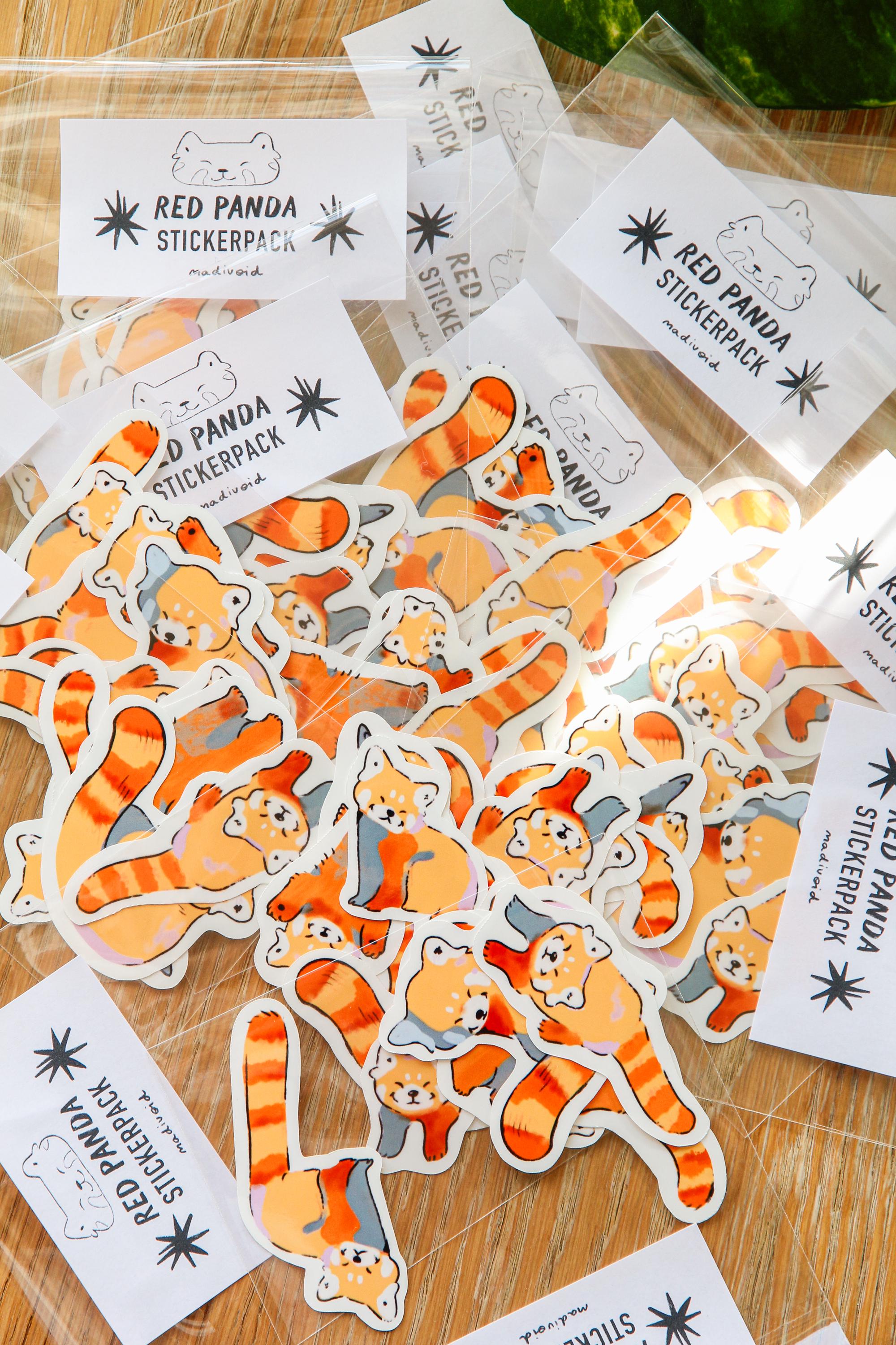 Red Panda Sticker Pack, Cute Kawaii Glossy Vinyl Decals - Etsy