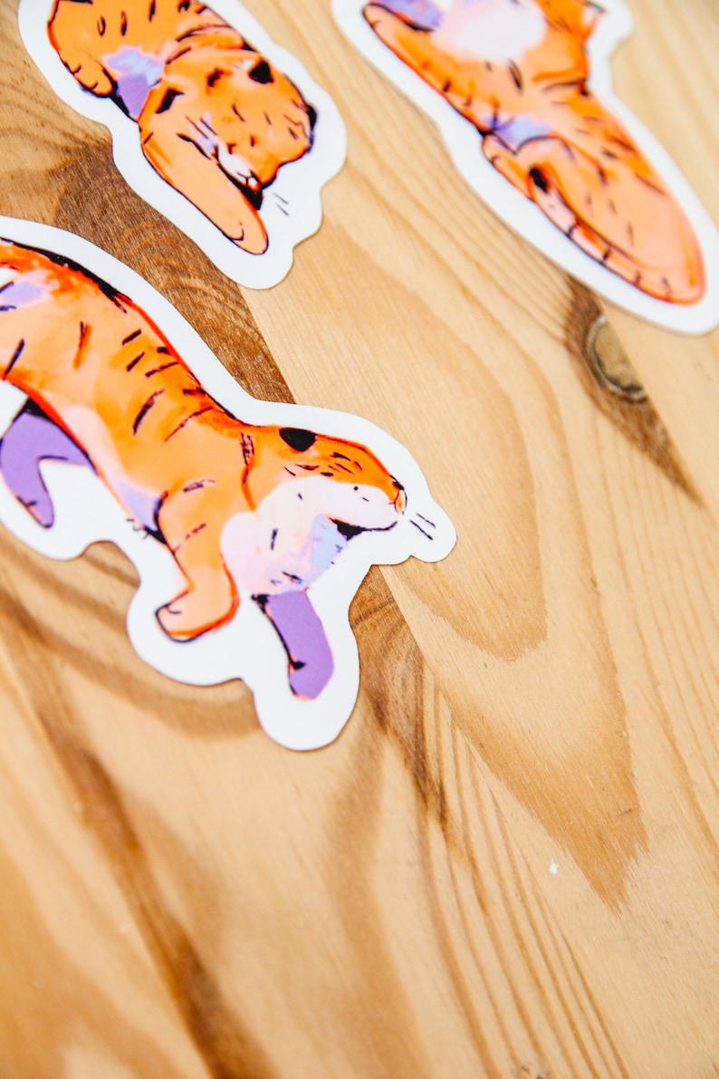 Tiger Sticker Pack Waterproof Vinyl Cute Kawaii Glossy Stickers Animal Stationary Planner Stickers image 6