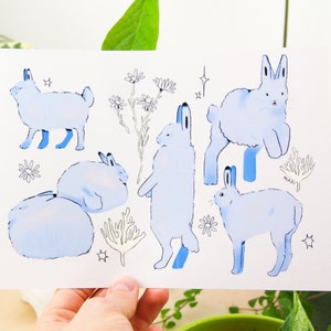 Konijnenprint ~ Dierenkunstprint ~ Kaart schattig konijntje