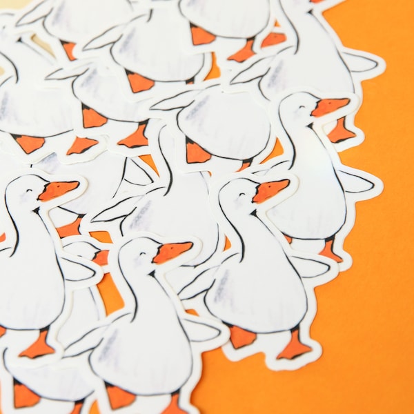 Smiley Duck Single Sticker ~ Waterproof Kawaii Matt Sticker ~ Animal Stationary Planner Stickers