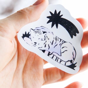 Shooting Star Tiger Single Sticker ~ Waterproof Vinyl Kawaii Glossy Sticker ~ Animal Stationary Planner Stickers