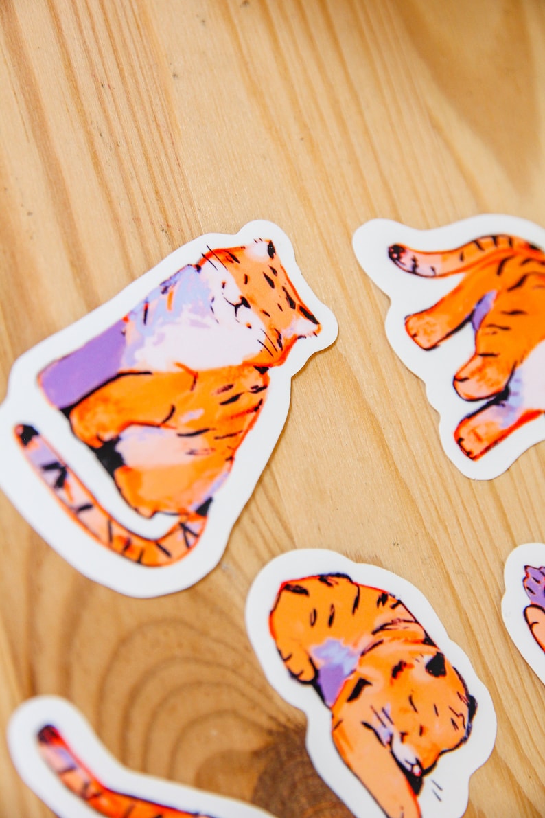 Tiger Sticker Pack Waterproof Vinyl Cute Kawaii Glossy Stickers Animal Stationary Planner Stickers image 5